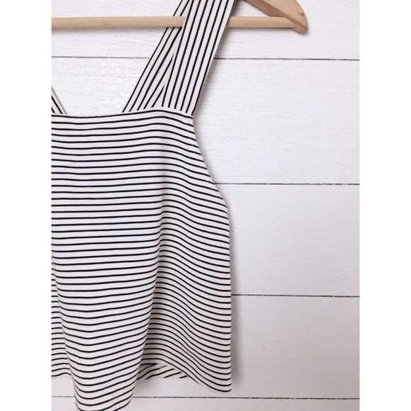 Zara | Blue Striped Criss Cross Button Tank Top - Picture 3 of 6